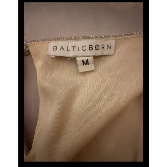 Baltic Born Sparkle Pale Pink Glitter Sleeveless Side Slit Maxi Dress Wedding M - Picture 10 of 12